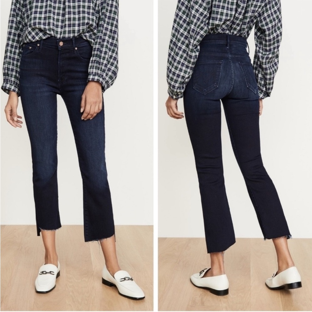 NEW MOTHER Denim The Insider Crop Step Jeans Fray in After Party Wash Size 24